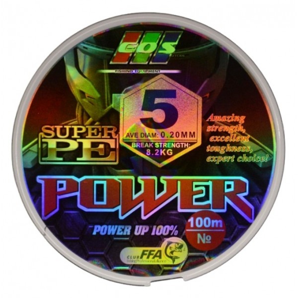 Плетеный шнур для рыбалки, EOS Power Super PE, 100м, сечение 0,20мм